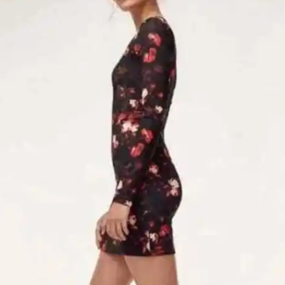 Aritzia Wilfred Black Fleure Long Sleeve Floral Mini Dress- Size Small (bin 3M) - Picture 2 of 9